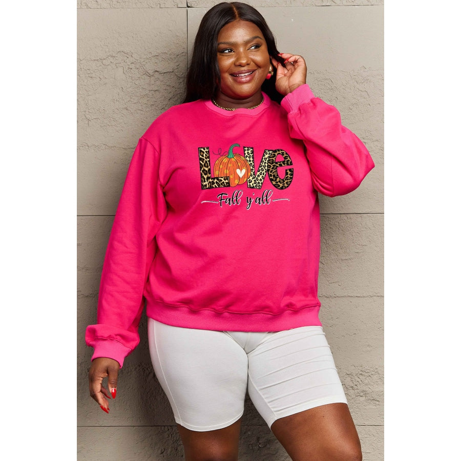 Simply Love Full Size LOVE FALL Y’ALL Graphic Sweatshirt