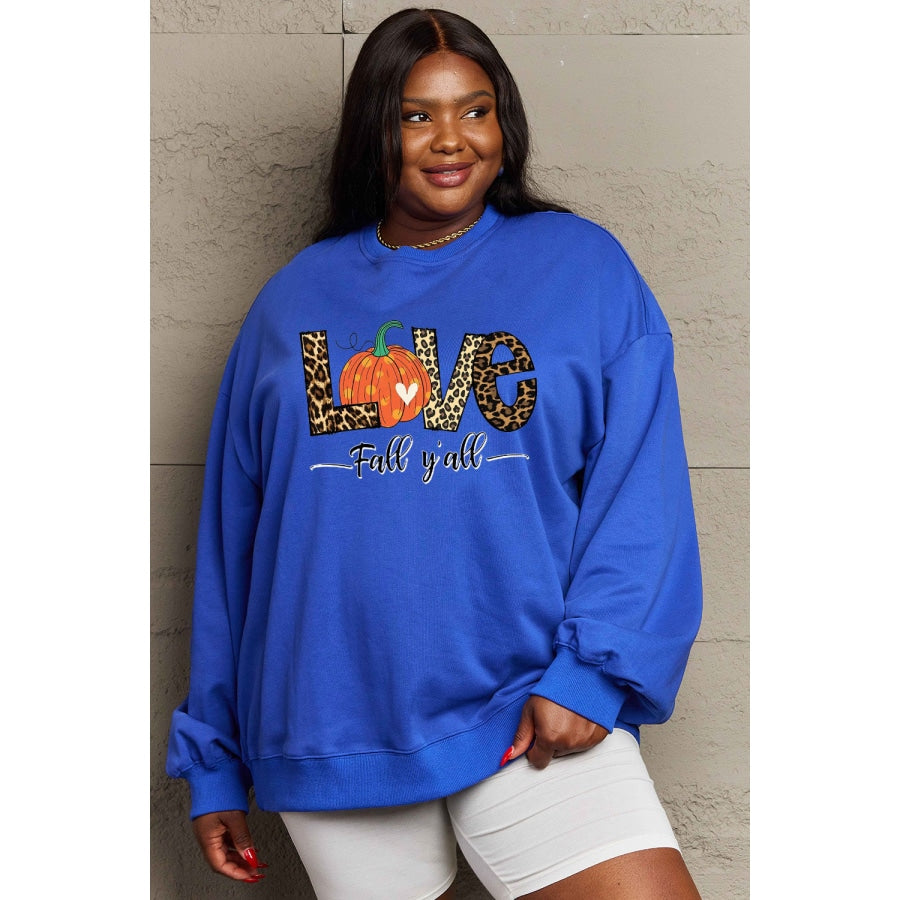 Simply Love Full Size LOVE FALL Y’ALL Graphic Sweatshirt