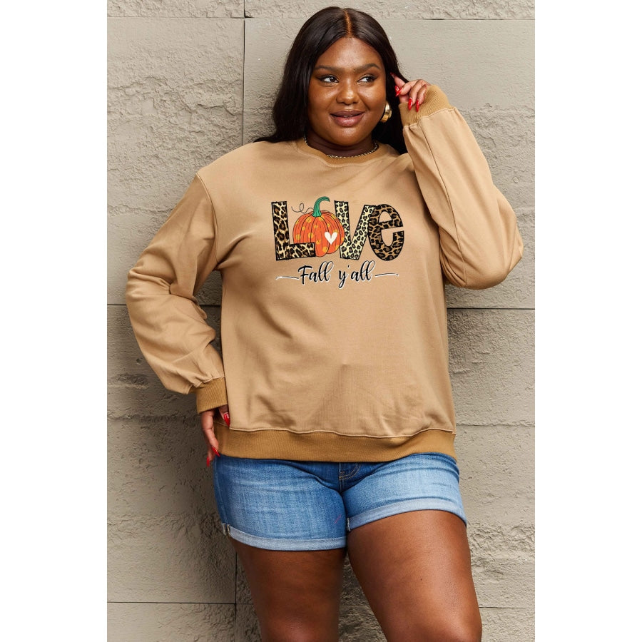 Simply Love Full Size LOVE FALL Y’ALL Graphic Sweatshirt