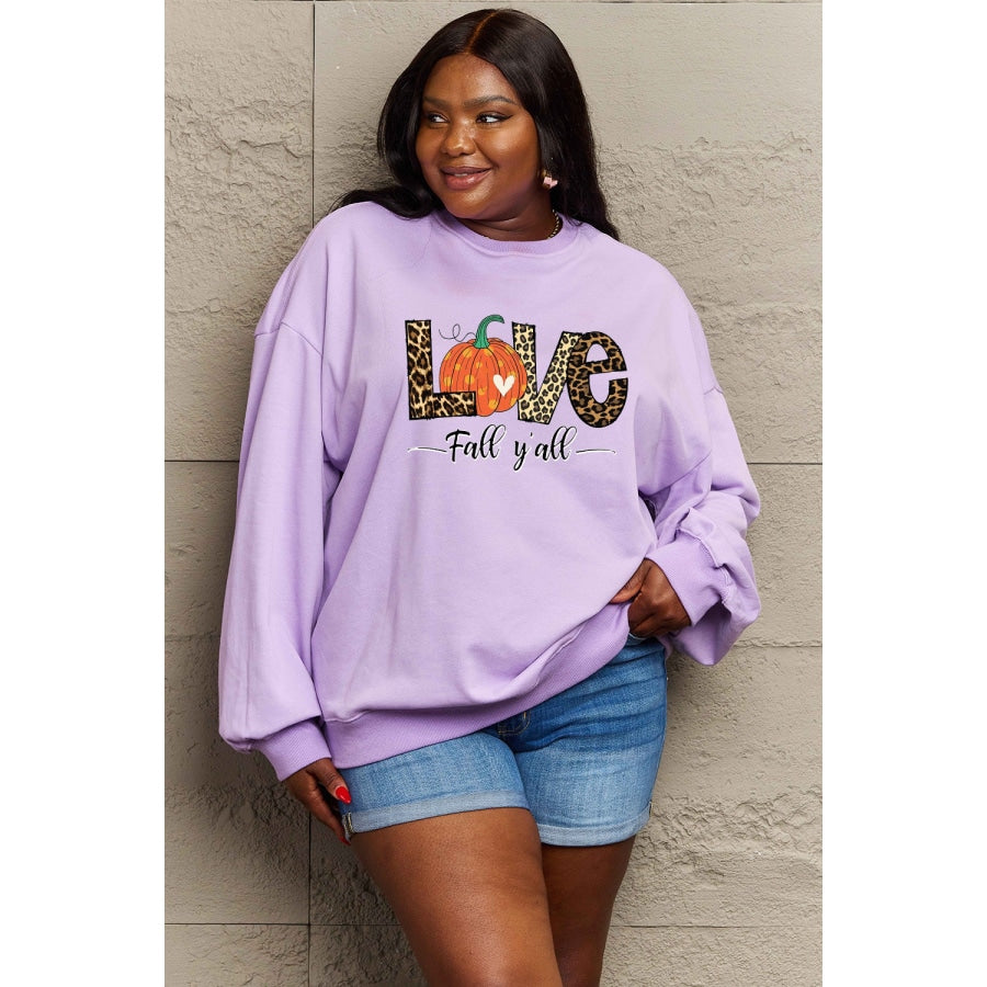 Simply Love Full Size LOVE FALL Y’ALL Graphic Sweatshirt