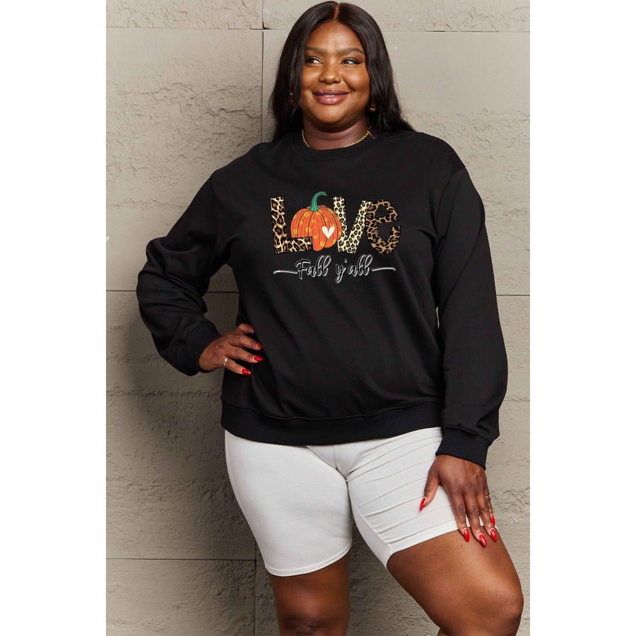 Simply Love Full Size LOVE FALL Y’ALL Graphic Sweatshirt