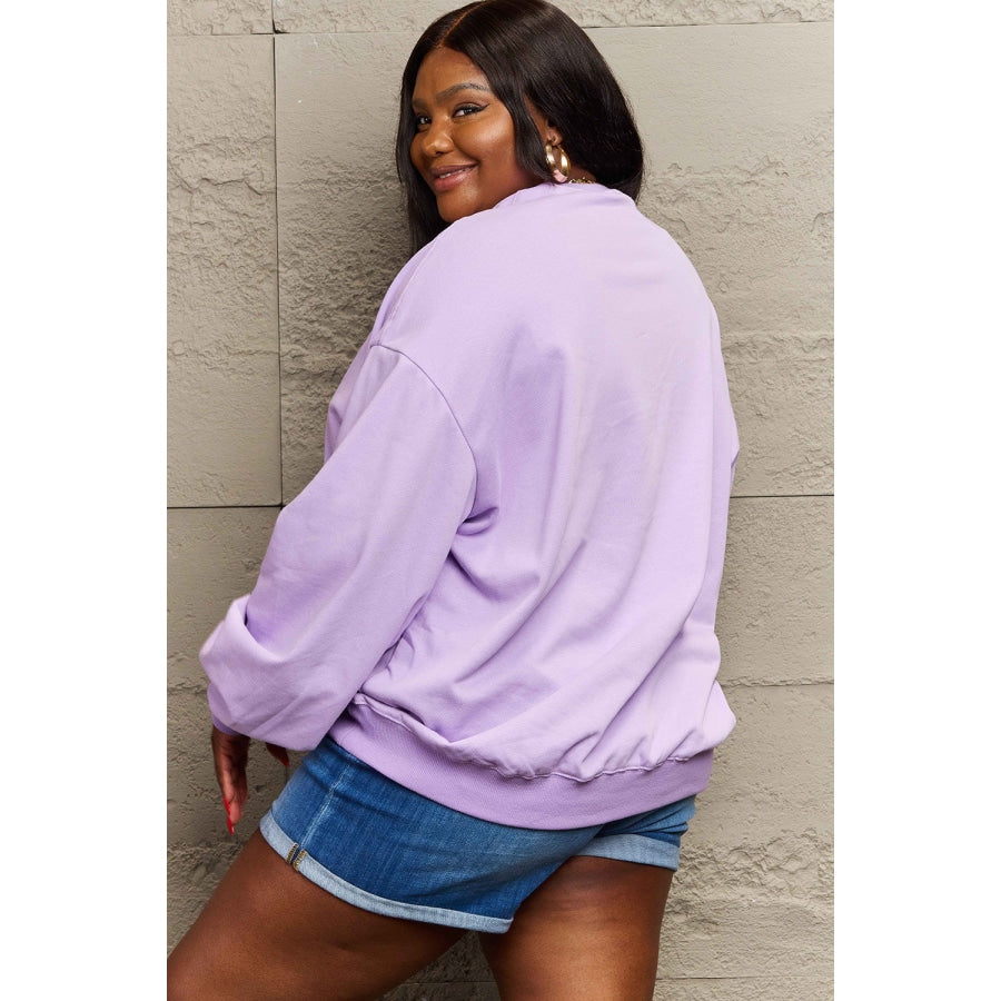 Simply Love Full Size LOVE FALL Y’ALL Graphic Sweatshirt Lavender / S