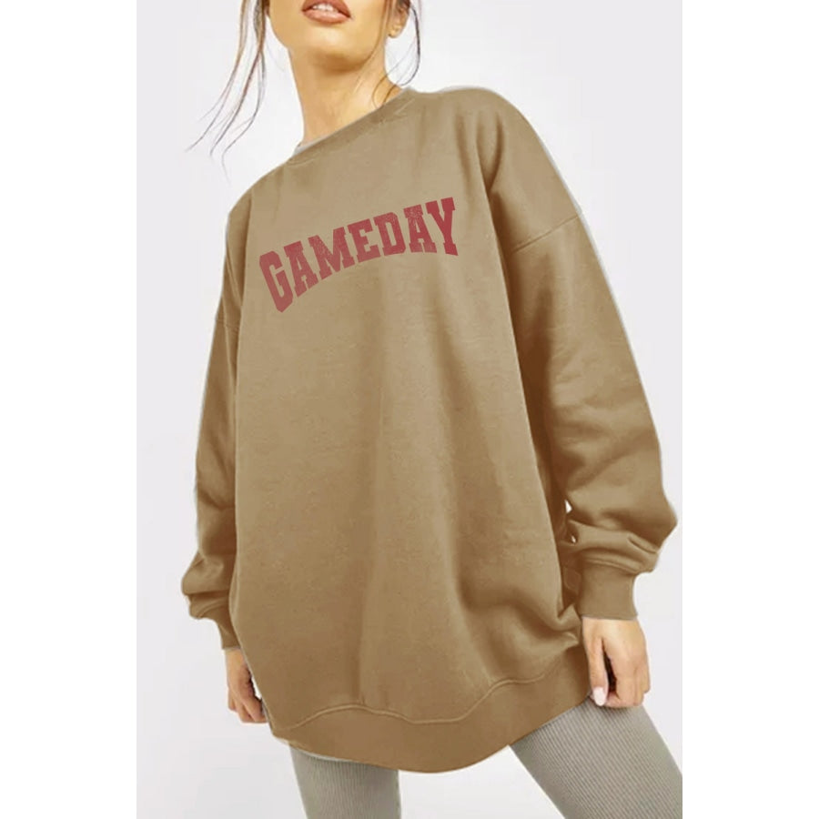 Simply Love Full Size GAMEDAY Graphic Sweatshirt Taupe / S