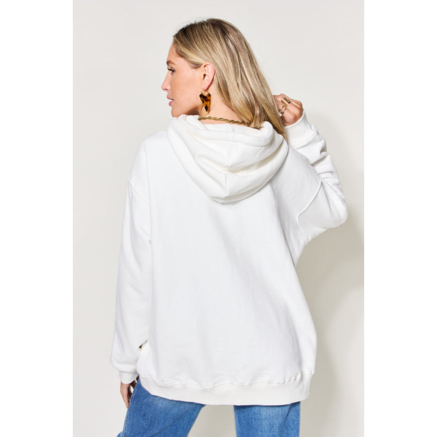 Simply Love Full Size Graphic Long Sleeve Drawstring Hoodie White / S Apparel and Accessories