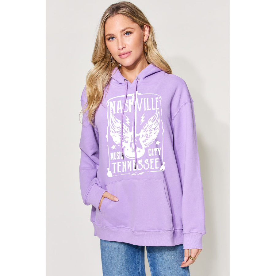 Simply Love Full Size Graphic Long Sleeve Hoodie Lavender / S Apparel and Accessories