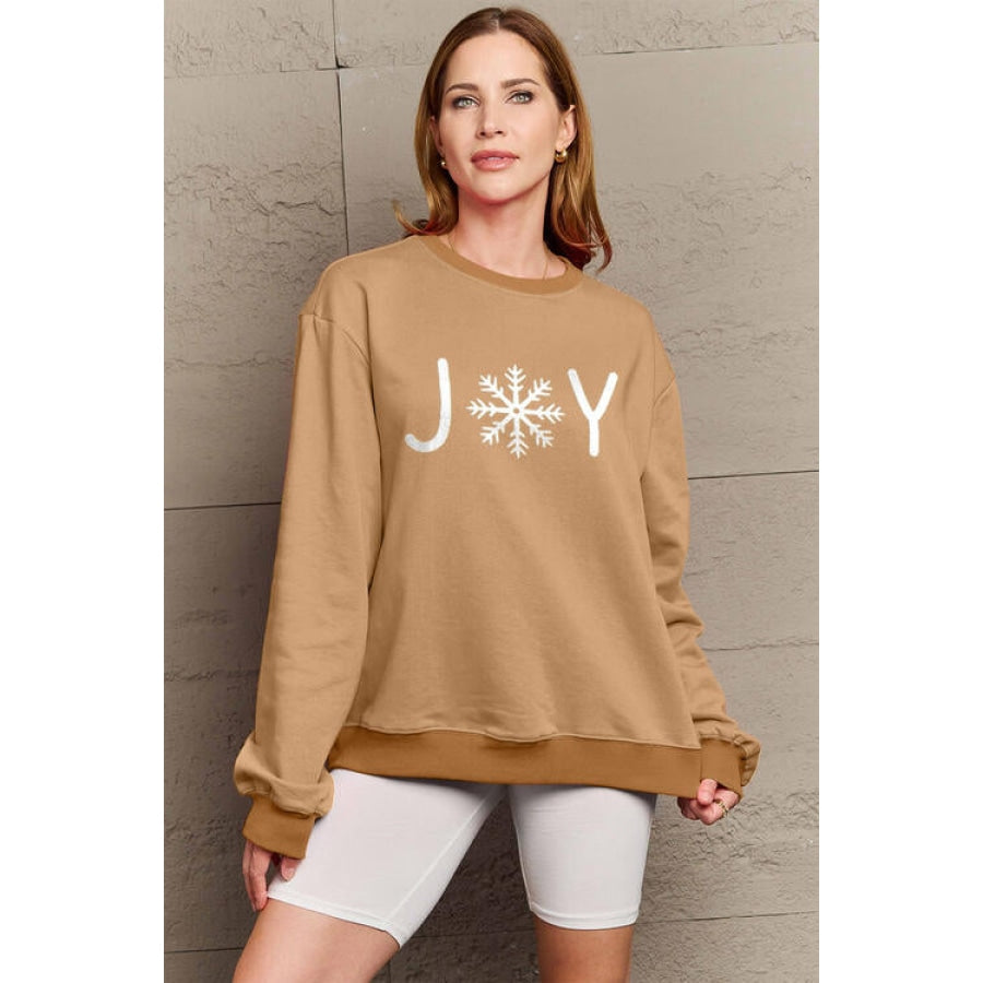 Simply Love Full Size Graphic Long Sleeve Sweatshirt Camel / S Clothing