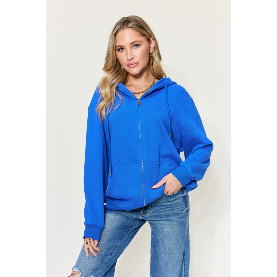 Simply Love Full Size GROW YOUR OWN WAY Graphic Zip - Up Hoodie with Pockets Royal Blue / S Apparel and Accessories