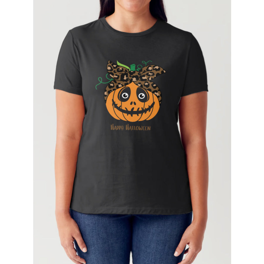 Simply Love Full Size HAPPY HALLOWEEN Pumpkin Graphic Short Sleeve Tubular T-Shirt Black / S Apparel and Accessories