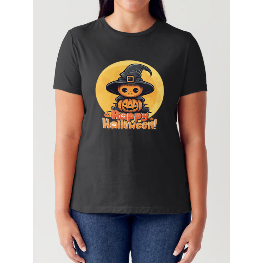 Simply Love Full Size HAPPY HALLOWEEN Short Sleeve Tubular T-Shirt Black / S Apparel and Accessories