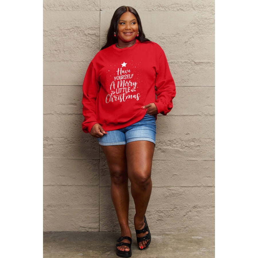 Simply Love Full Size HAVE YOURSELF A MERRY LITTLE CHRISTMAS Round Neck Sweatshirt Clothing
