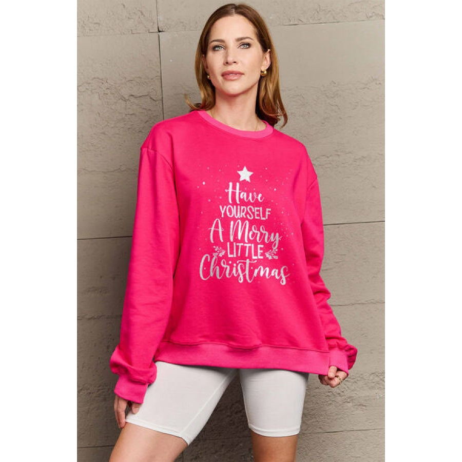 Simply Love Full Size HAVE YOURSELF A MERRY LITTLE CHRISTMAS Round Neck Sweatshirt Deep Rose / S Clothing