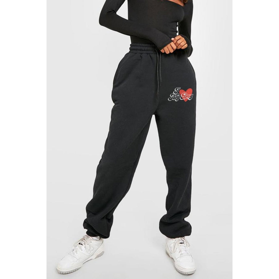 Simply Love Full Size I LOVE MY DOG Graphic Joggers Black / S