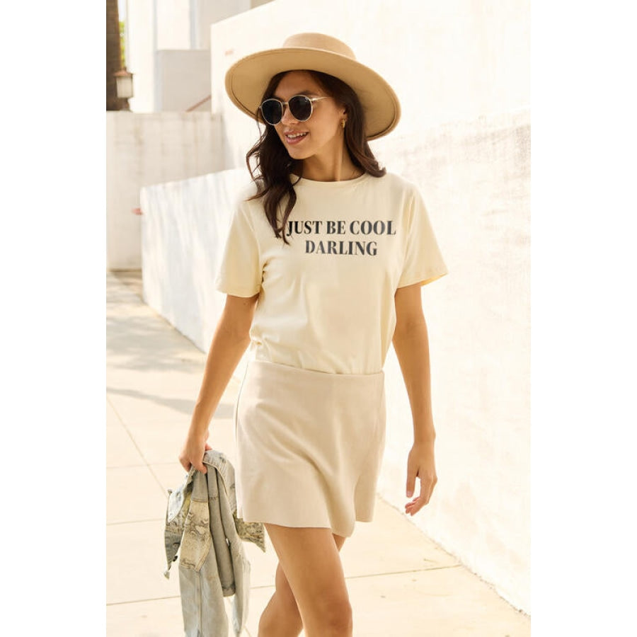 Simply Love Full Size JUST BE COOL DARLING Short Sleeve T-Shirt White / S