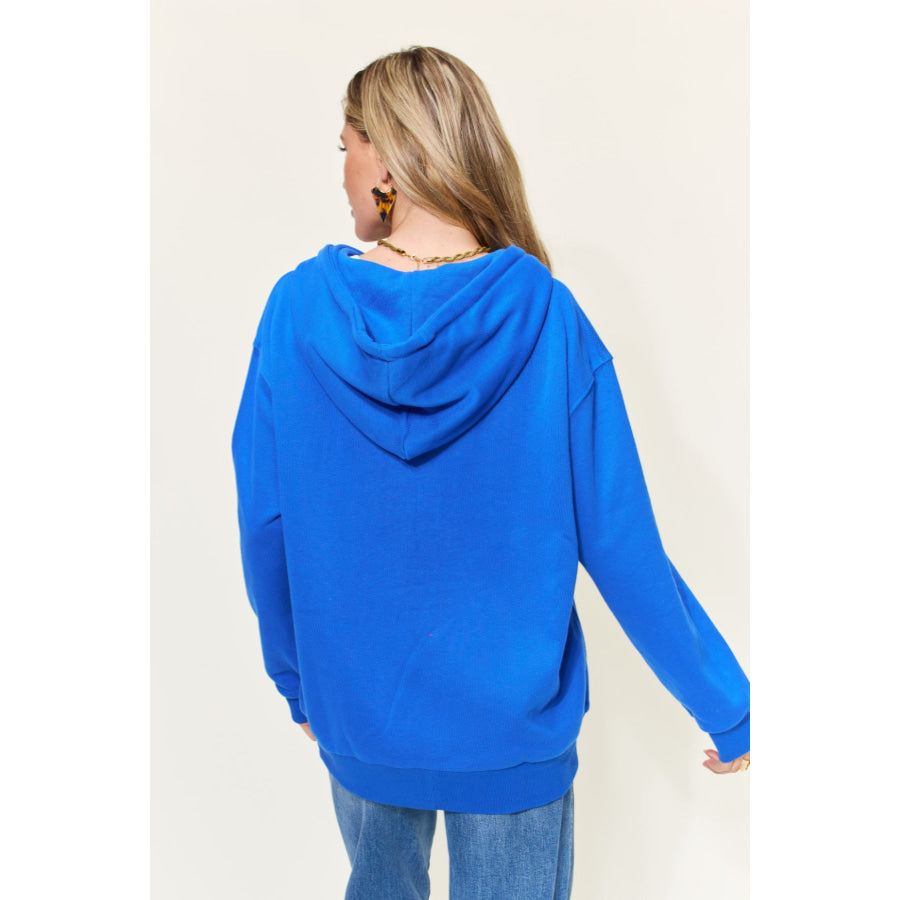Simply Love Full Size Letter Graphic Long Sleeve Hoodie Royal Blue / S Apparel and Accessories