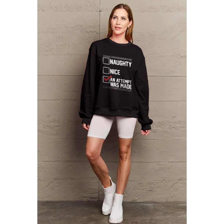 Simply Love Full Size Letter Graphic Long Sleeve Sweatshirt Clothing