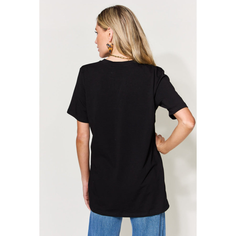 Simply Love Full Size Letter Graphic Round Neck Short Sleeve T - Shirt Black / S Apparel and Accessories