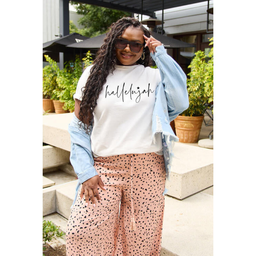 Simply Love Full Size Letter Graphic Short Sleeve T-Shirt White / S Women’s Fashion Clothing