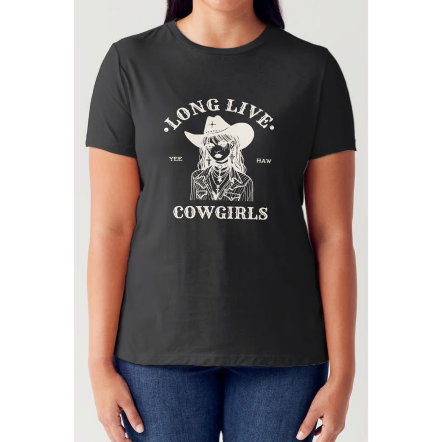 Simply Love Full Size LONG LIVE COWGIRLS Short Sleeve Tubular T-Shirt Black / S Apparel and Accessories