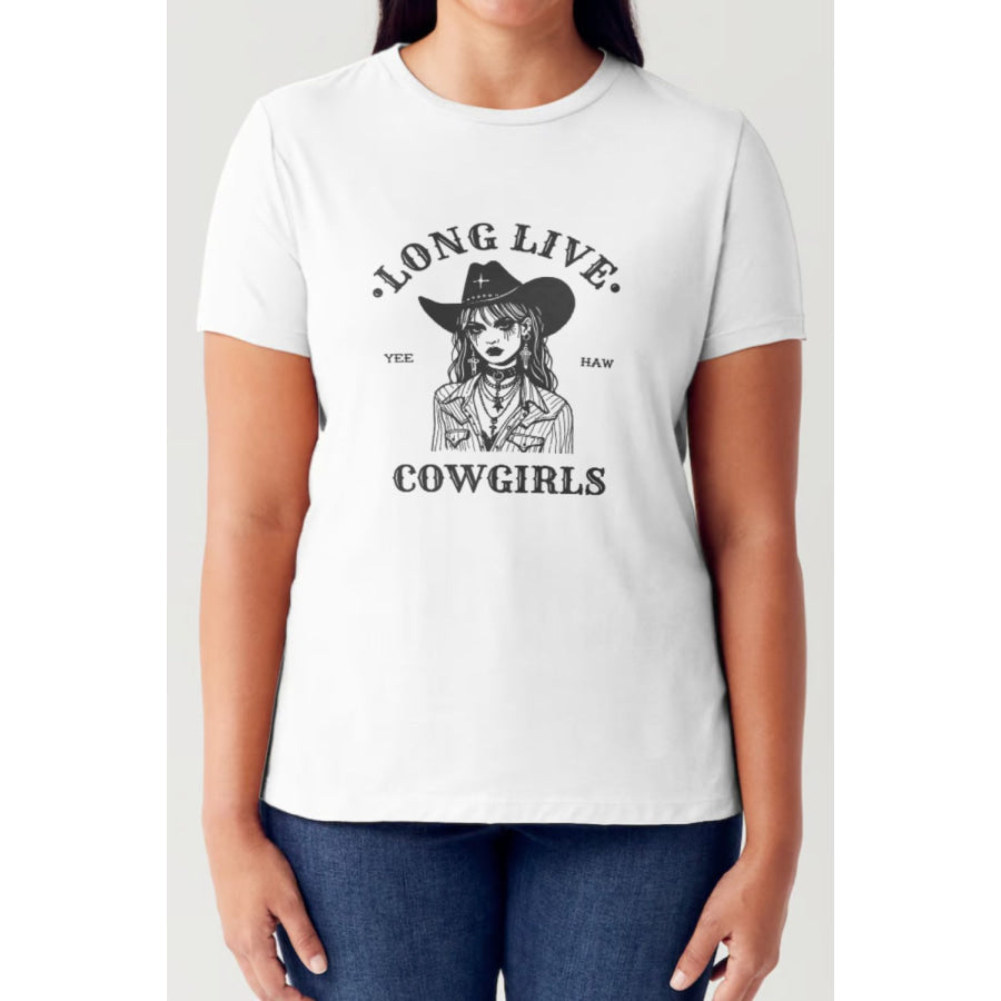 Simply Love Full Size LONG LIVE COWGIRLS Short Sleeve Tubular T-Shirt White / S Apparel and Accessories