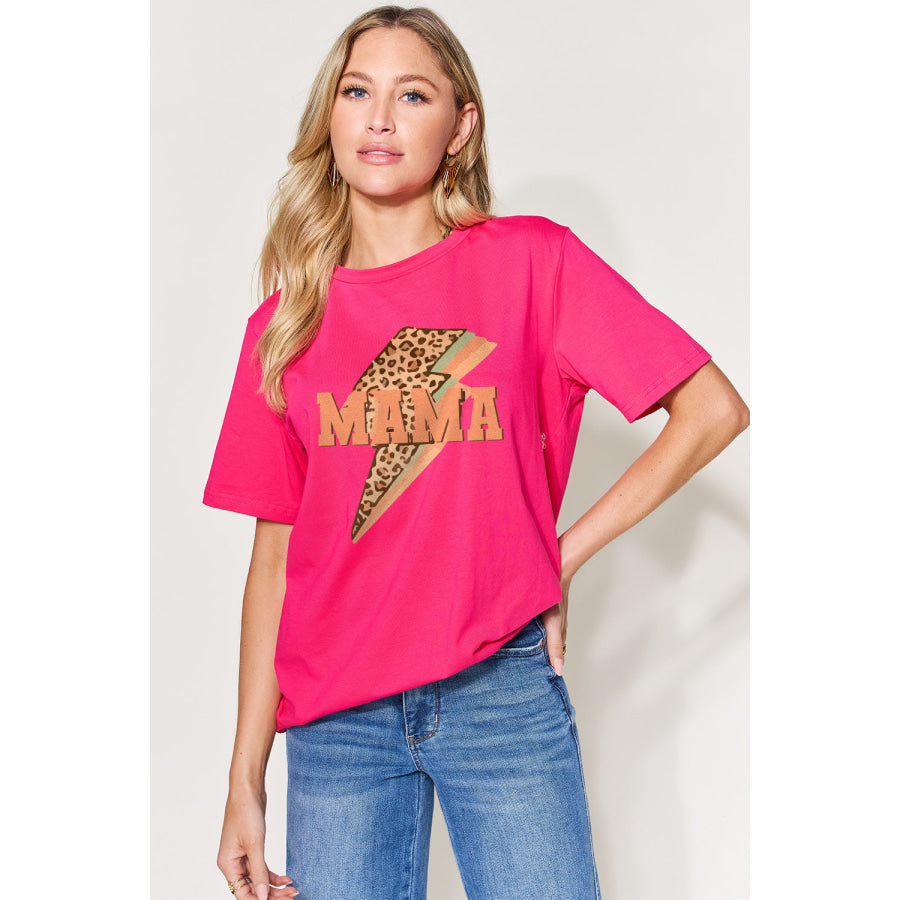 Simply Love Full Size MAMA Round Neck Short Sleeve T - Shirt Deep Rose / S Apparel and Accessories