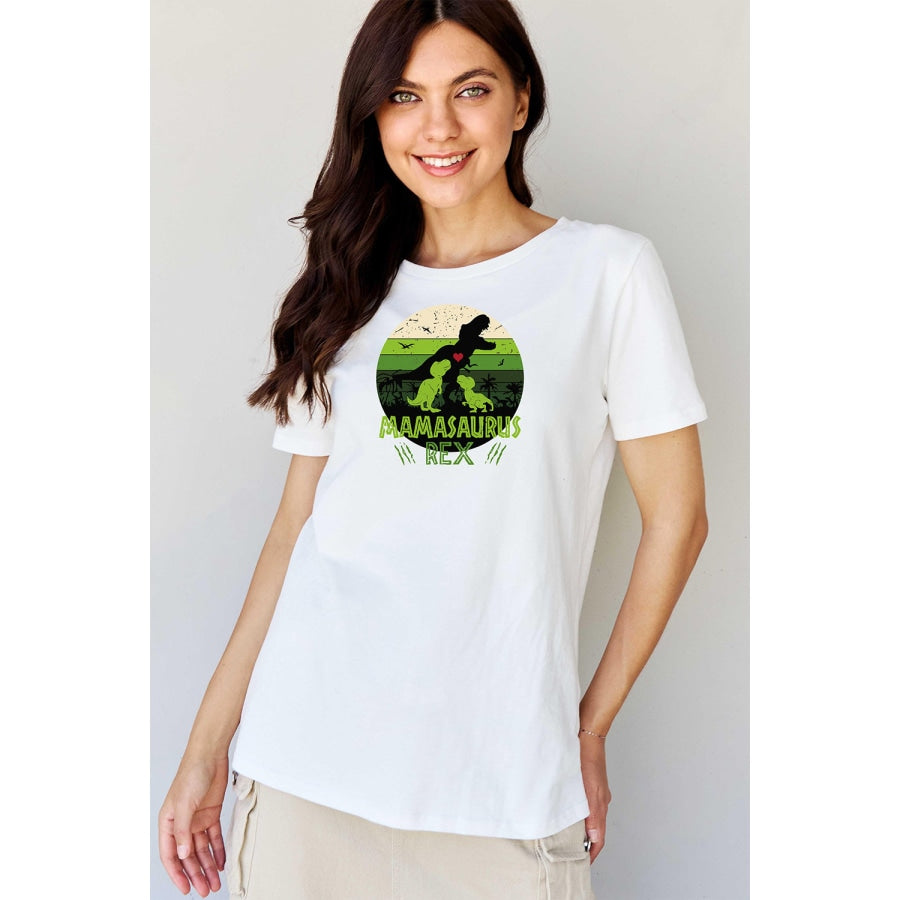 Simply Love Full Size MAMASAURUS REX Graphic T-Shirt Bleach / S