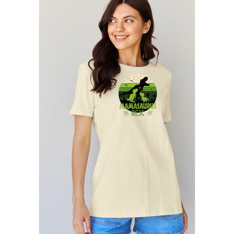 Simply Love Full Size MAMASAURUS REX Graphic T-Shirt Ivory / S