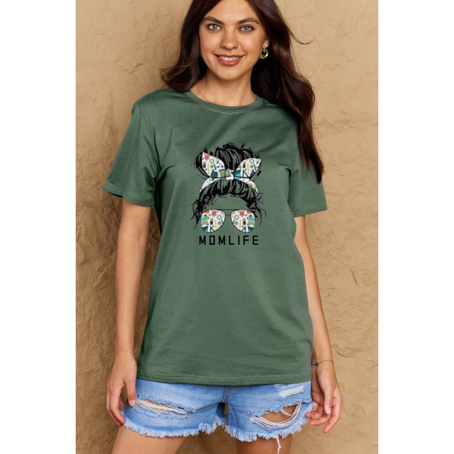 Simply Love Full Size MOM LIFE Graphic Cotton T-Shirt Green / S