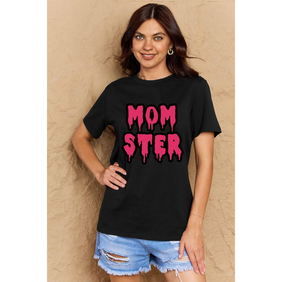 Simply Love Full Size MOM STER Graphic Cotton T-Shirt Black / S