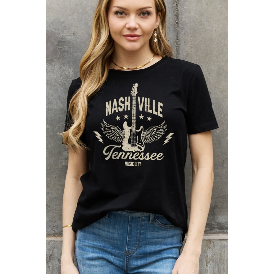 Simply Love Full Size NASHVILLE TENNESSEE MUSIC CITY Graphic Cotton Tee Black / S