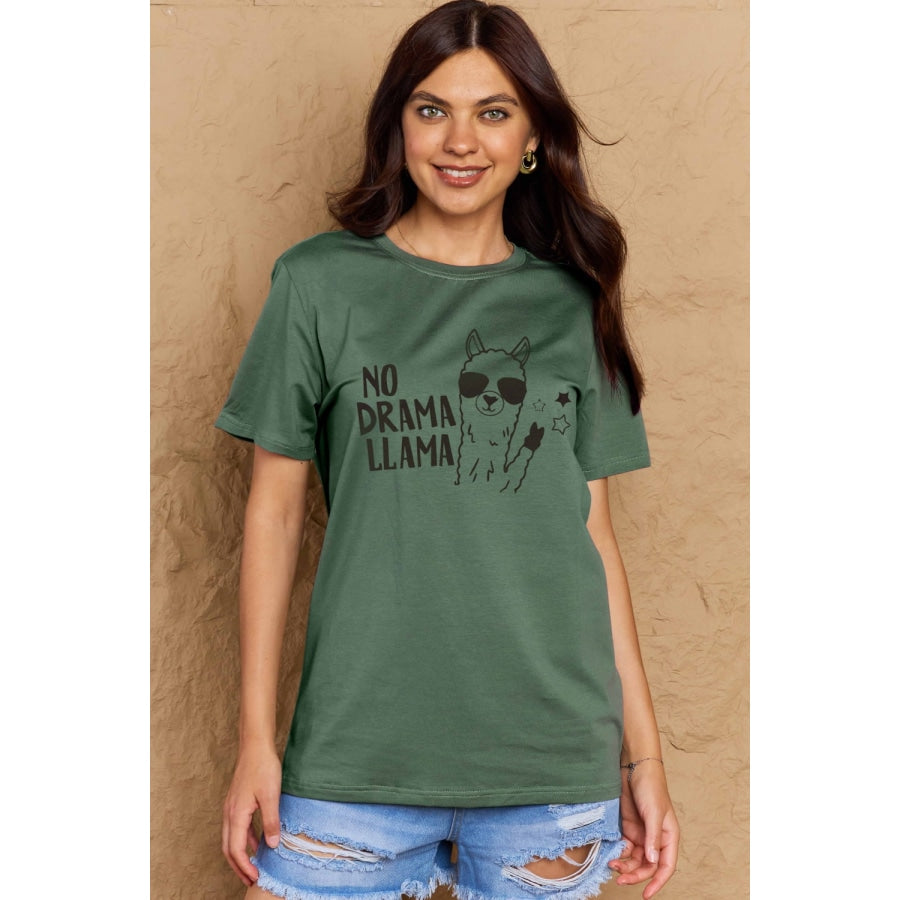 Simply Love Full Size NO DRAMA LLAMA Graphic Cotton Tee