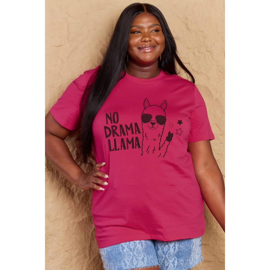 Simply Love Full Size NO DRAMA LLAMA Graphic Cotton Tee