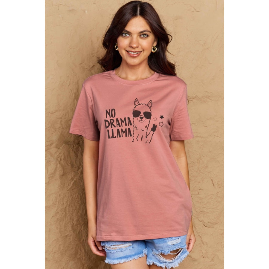 Simply Love Full Size NO DRAMA LLAMA Graphic Cotton Tee