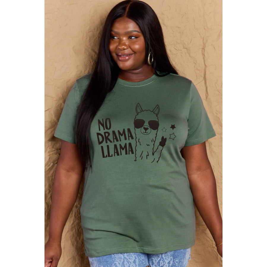 Simply Love Full Size NO DRAMA LLAMA Graphic Cotton Tee