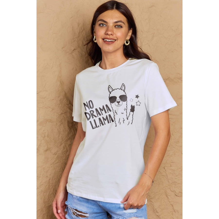 Simply Love Full Size NO DRAMA LLAMA Graphic Cotton Tee