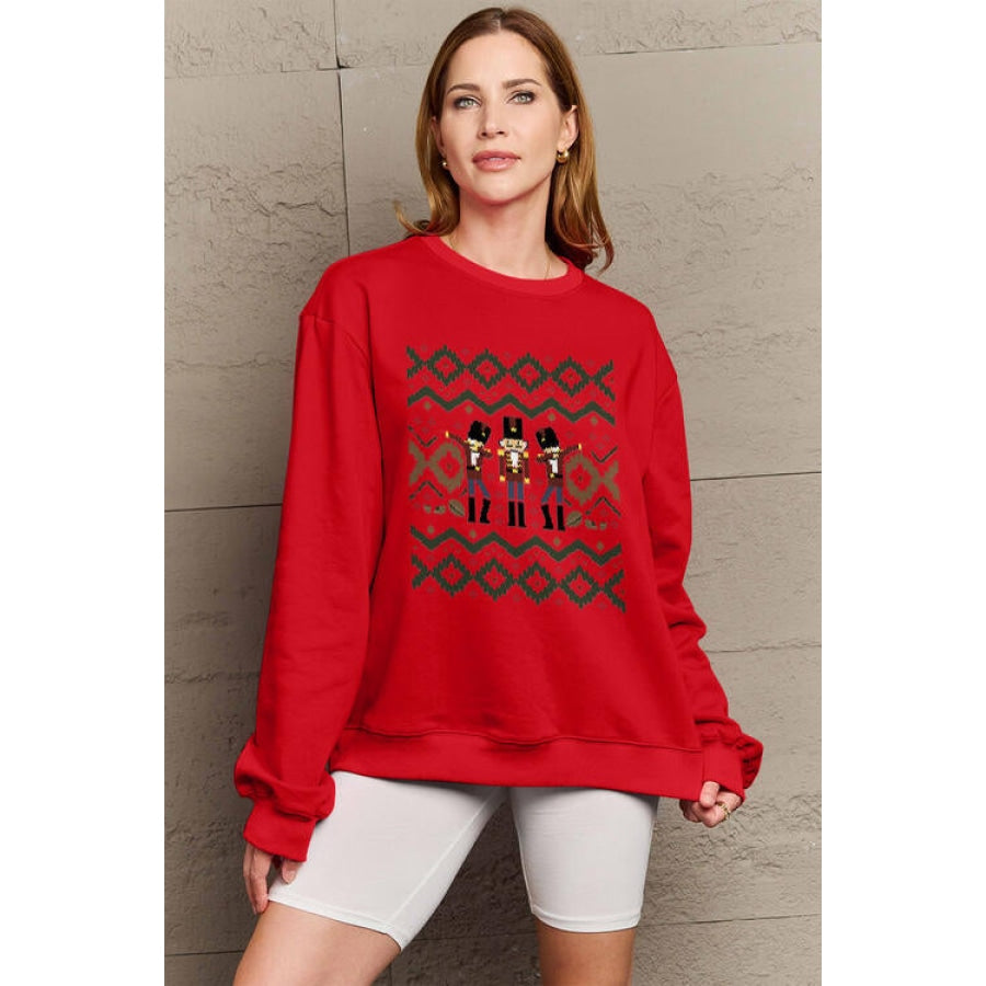 Simply Love Full Size Nutcracker Graphic Long Sleeve Sweatshirt Women’s Fashion Clothing