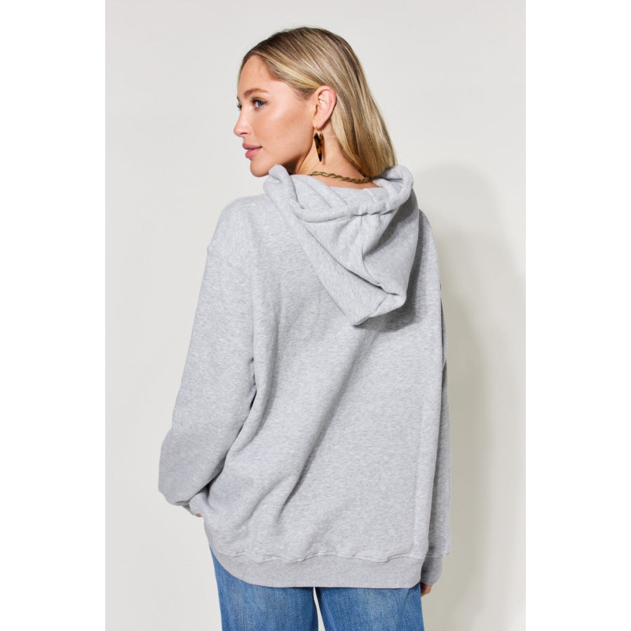 Simply Love Full Size PARIS Long Sleeve Drawstring Hoodie Cloudy Blue / S Apparel and Accessories