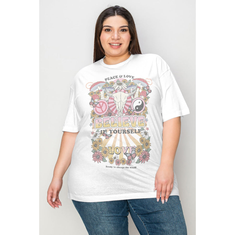 Simply Love Full Size Peace and Love Graphic T-Shirt White / XS Apparel and Accessories