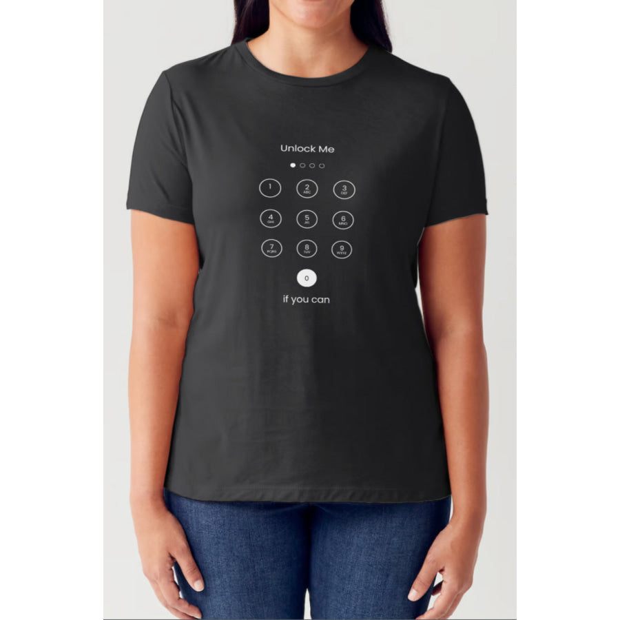 Simply Love Full Size Phone Unlock Page Graphic Short Sleeve Tubular T-Shirt Black / S Apparel and Accessories