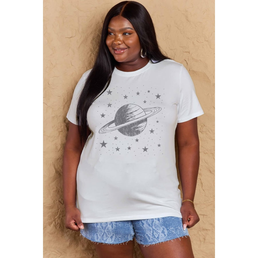 Simply Love Full Size Planet Graphic Cotton T-Shirt Bleach / S