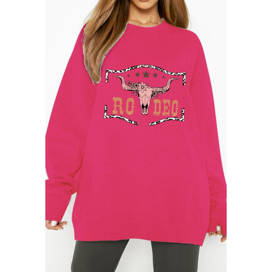 Simply Love Simply Love Full Size Round Neck Dropped Shoulder RODEO Graphic Sweatshirt Deep Rose / S