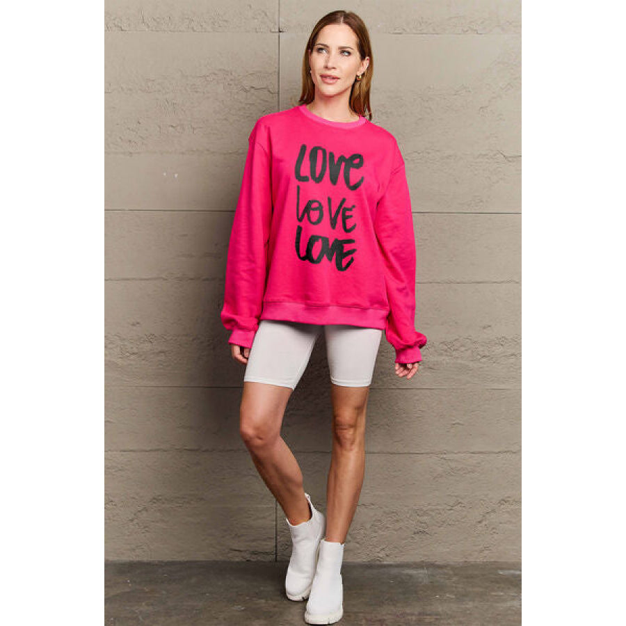 Simply Love Full Size LOVE Round Neck Sweatshirt Clothing