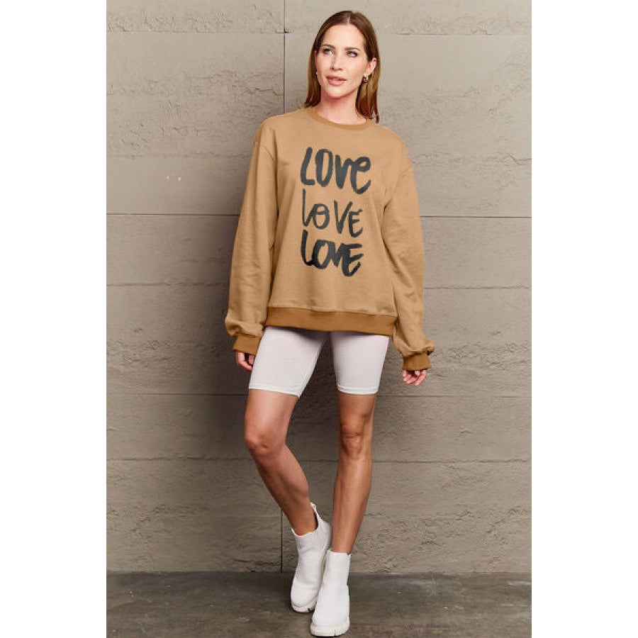 Simply Love Full Size LOVE Round Neck Sweatshirt Clothing