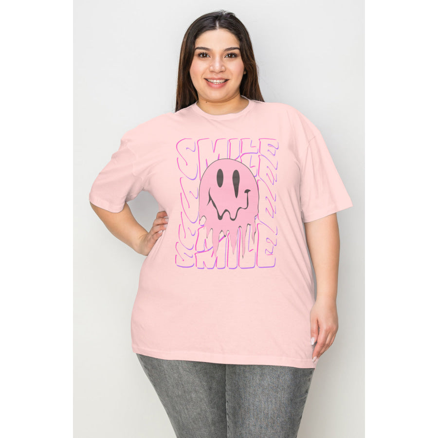 Simply Love Full Size Smile-Face Graphic T-Shirt Baby Pink / XS Apparel and Accessories