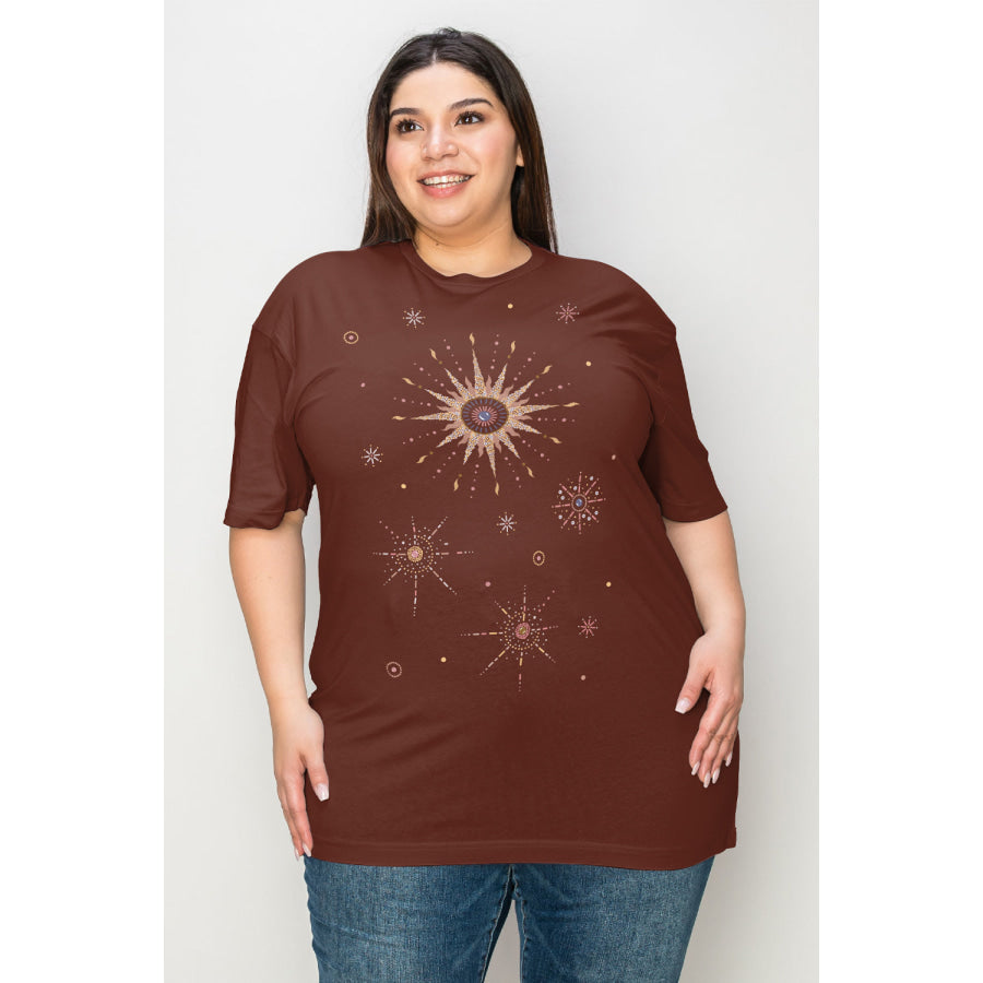 Simply Love Full Size Space Galaxy Constellation Graphic T-Shirt Chocolate / XS Apparel and Accessories