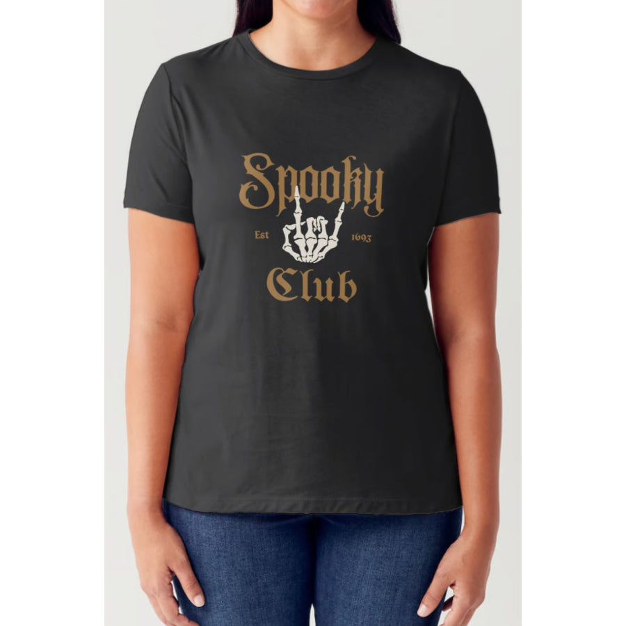 Simply Love Full Size SPOOKY CLUB Short Sleeve Tubular T-Shirt Black / S Apparel and Accessories