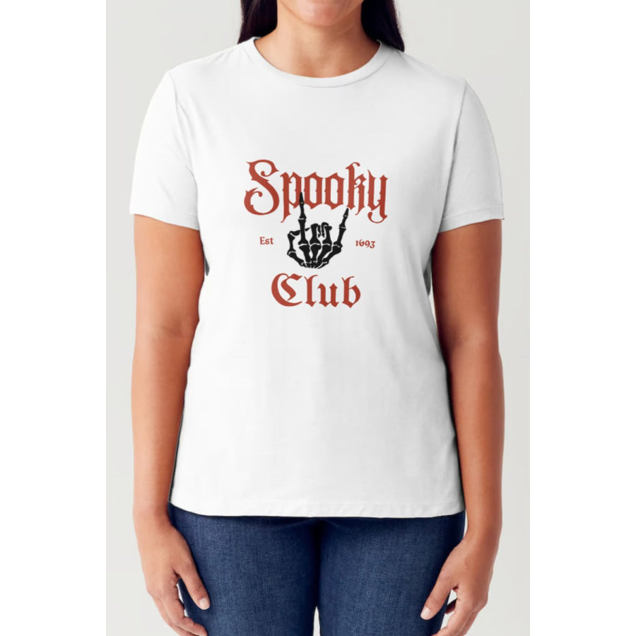 Simply Love Full Size SPOOKY CLUB Short Sleeve Tubular T-Shirt White / S Apparel and Accessories