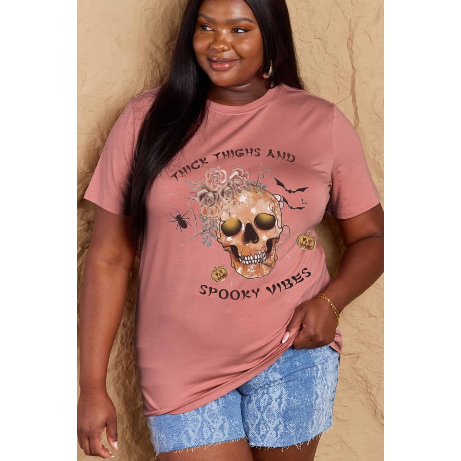 Simply Love Full Size THICK THIGHS AND SPOOKY VIBES Graphic Cotton T-Shirt