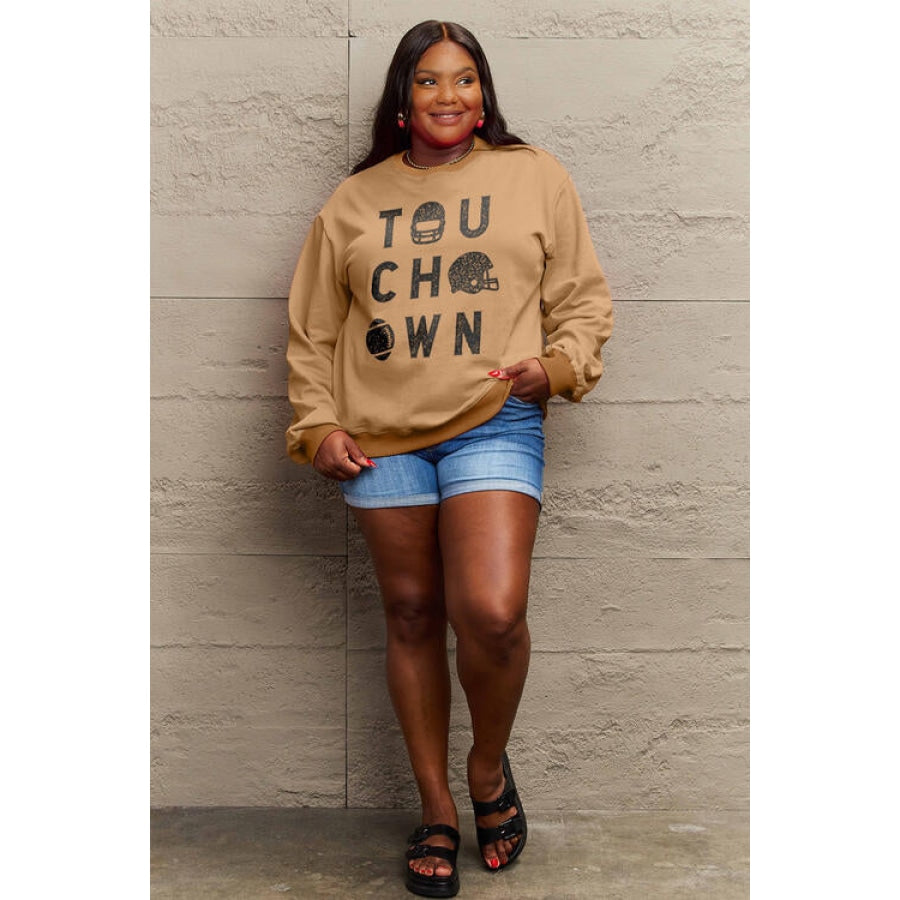 Simply Love Full Size TOUCHDOWN Long Sleeve Sweatshirt