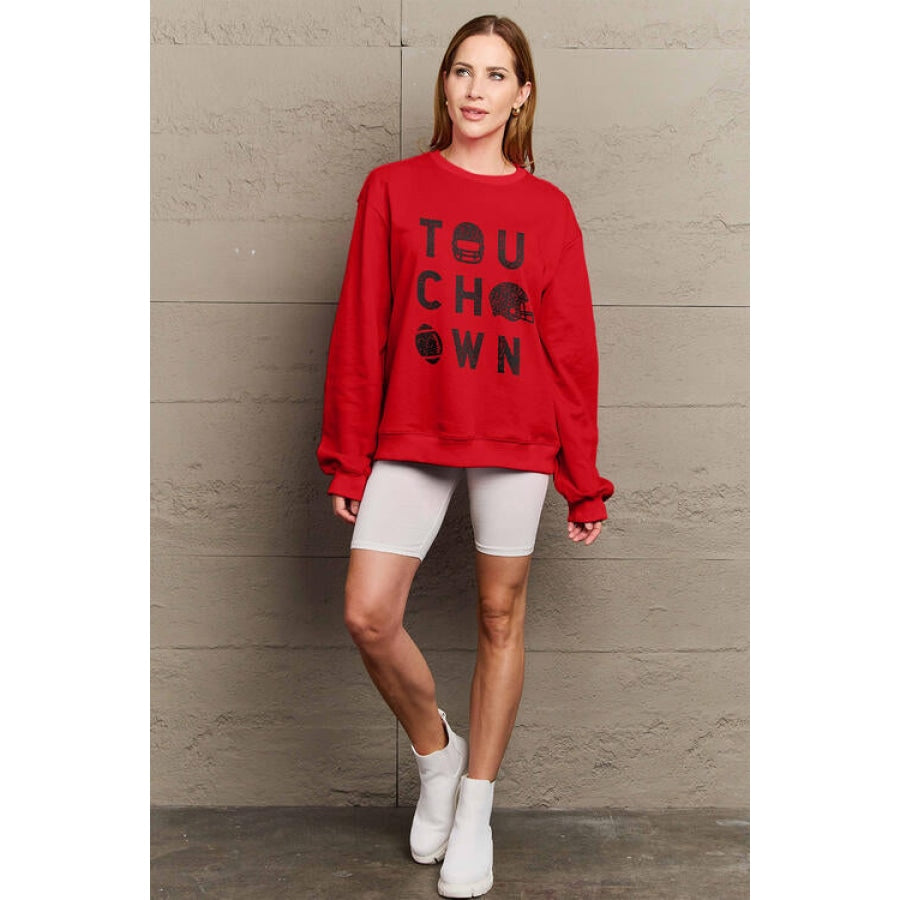 Simply Love Full Size TOUCHDOWN Long Sleeve Sweatshirt