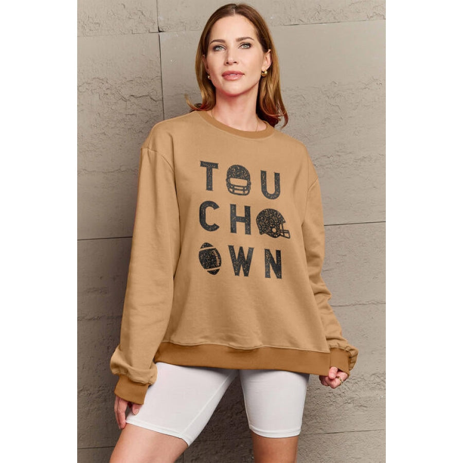 Simply Love Full Size TOUCHDOWN Long Sleeve Sweatshirt